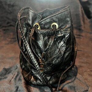 Black Faux Soft Leather Satchel